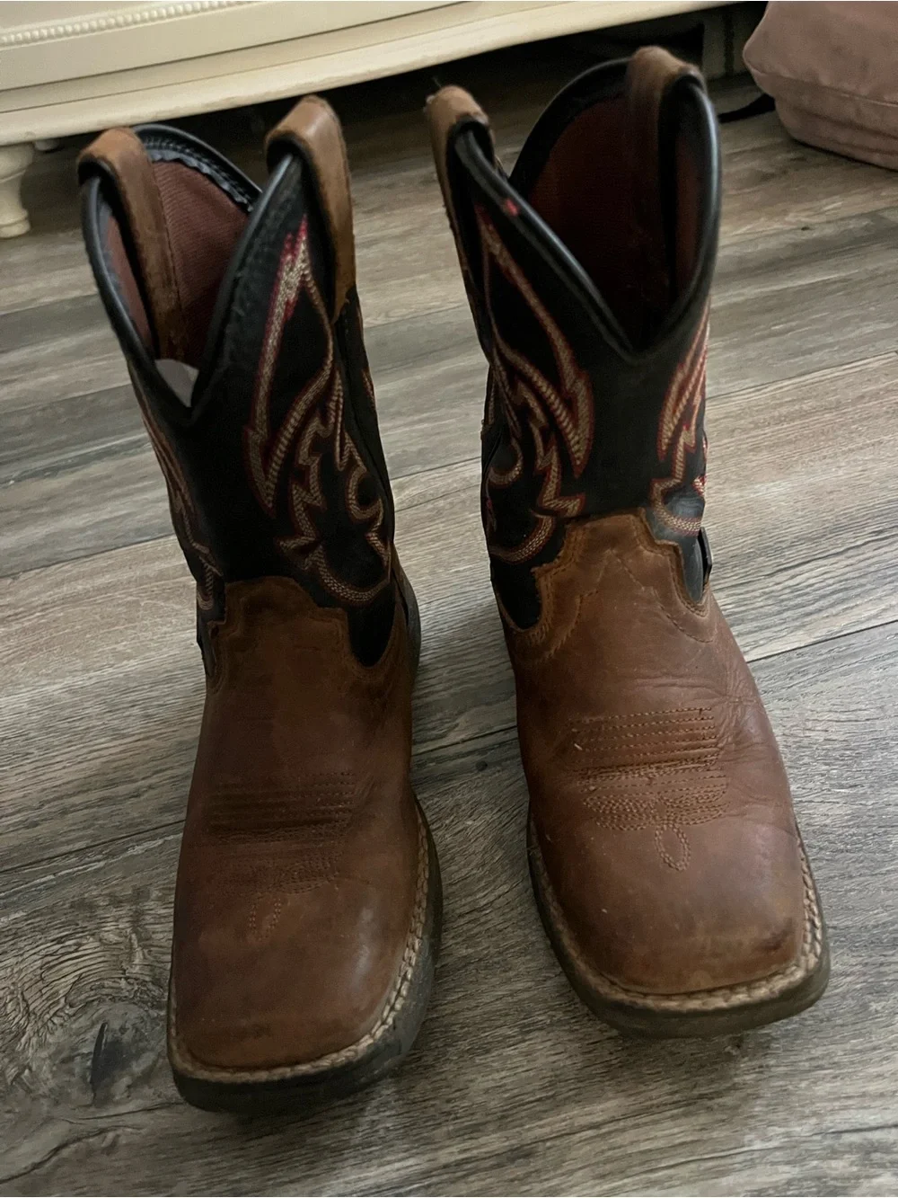 Justin Boots Kids Brown and Black Western Cowgirl Cowboy Boots